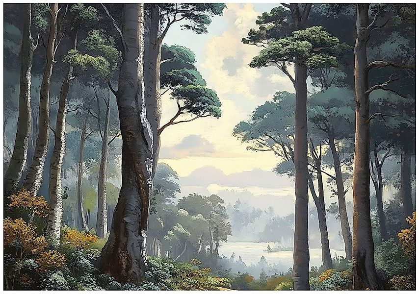 Wallarena Fototapete Wald Baum Wolken Vlies günstig online kaufen