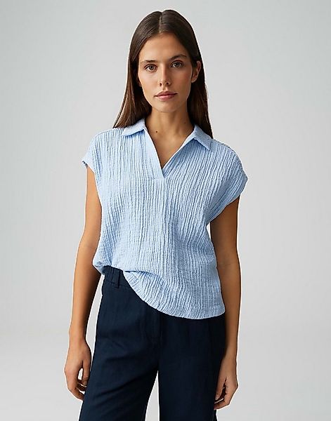 OPUS Kurzarmshirt Santolini aus Webware mit Crinkle Effekt leichte Transpar günstig online kaufen