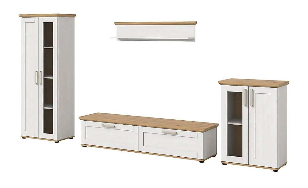 Wohnkombination   ¦ holzfarben ¦ Maße (cm): B: 336 H: 161 Kommoden & Sidebo günstig online kaufen