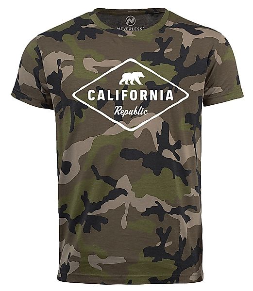 Neverless Print-Shirt Herren Camo-Shirt California Republic günstig online kaufen