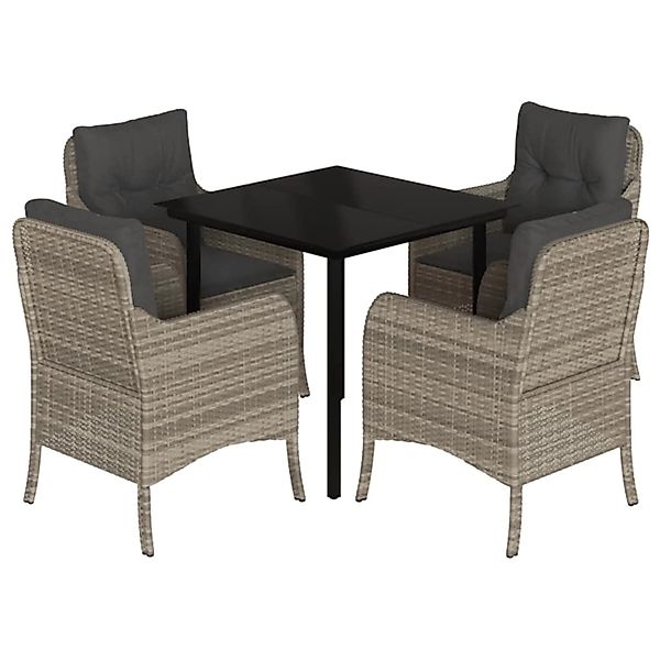 vidaXL 5-Tlg Garten-Essgruppe mit Kissen Hellgrau Poly Rattan 3211998 günstig online kaufen