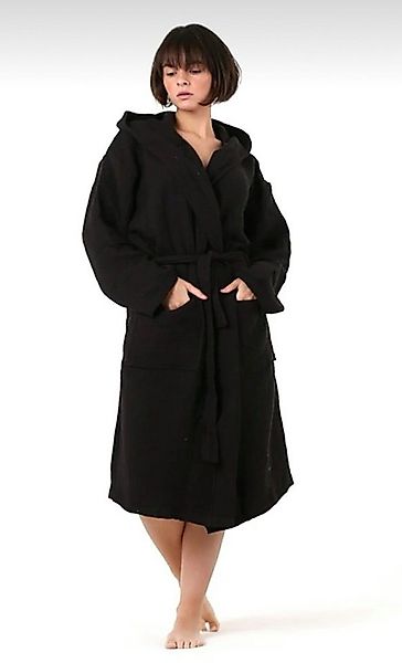 Musselin Welt Morgenmantel Musselin Bade/Morgenmantel in Schwarz aus Biobau günstig online kaufen