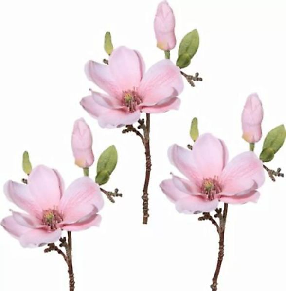 Kunstpflanze Magnolie 3er-Pack hellrosa günstig online kaufen