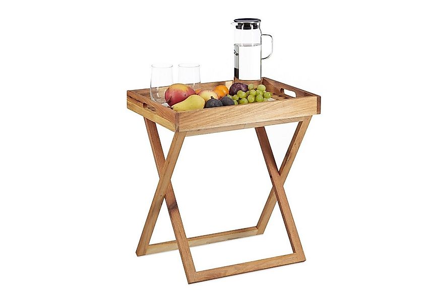 relaxdays Tabletttisch klappbar Walnuss günstig online kaufen