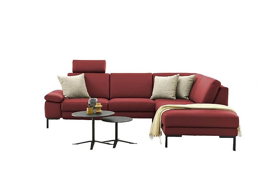 Natur24 Sofa Massimo Sofa Ecksofa 262x218 cm in Leder Rot günstig online kaufen