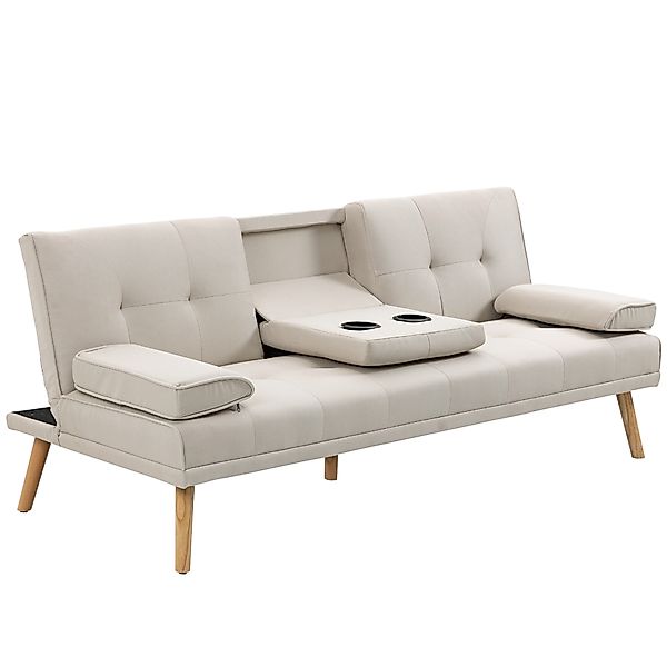 HOMCOM Schlafsofa 3-Sitzer Bettsofa mit klappbarem Tisch, Stoffsofa Leineno günstig online kaufen