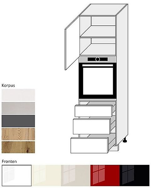 Feldmann-Wohnen Backofenumbauschrank Platinium (1-St) PN-D14/RU/3R Backofen günstig online kaufen