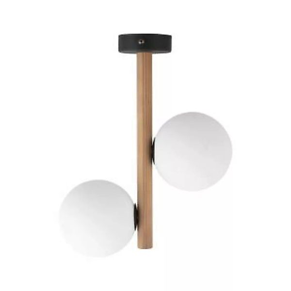 Deckenlampe Glas Holz Kugelschirm 2x G9 wohnlich günstig online kaufen
