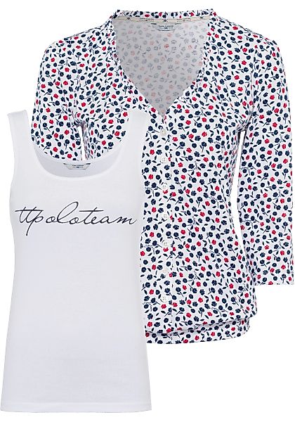 TOM TAILOR Polo Team 3/4-Arm-Shirt, (Set, 2 tlg., mit Top), mit kleinem Mus günstig online kaufen