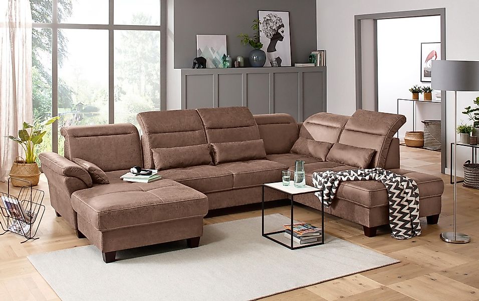 Home affaire Wohnlandschaft "Solvei U-Form" Sitztiefenverstellung und Feder günstig online kaufen