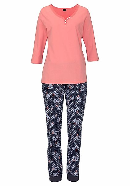 H.I.S Pyjama, (2 tlg., 1 Stück), mit 3/4-Arm und Knopfleiste günstig online kaufen