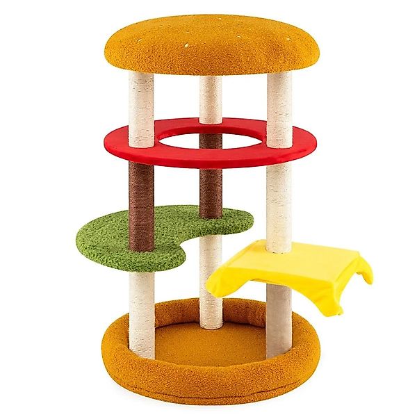 Costway Katzenmöbel Katzenbaum mit Bett Hamburger-Thema Bunt 106 cm günstig online kaufen