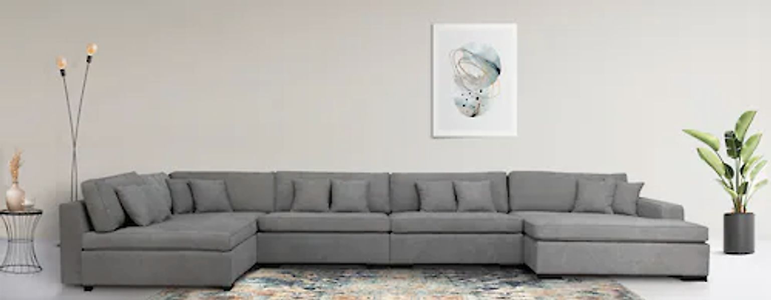 Home affaire Wohnlandschaft »Skara U-Form« Lounge-Sofa mit Federkernpolster günstig online kaufen