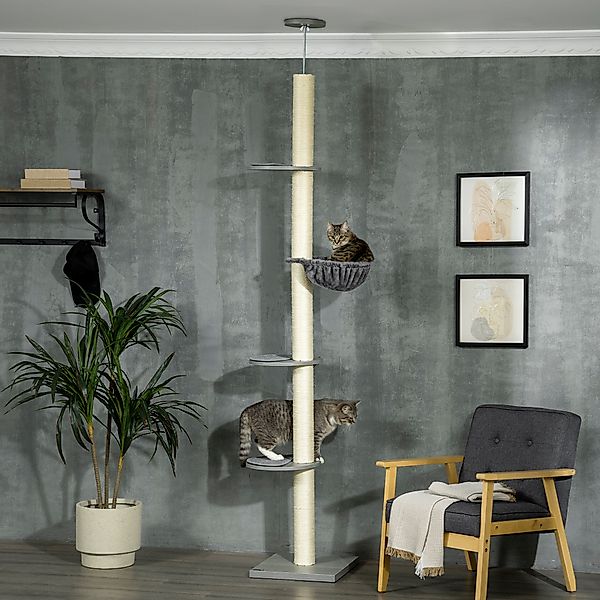 PawHut Kratzbaum mit Hängematte, Kippschutz, Plüsch, günstig online kaufen