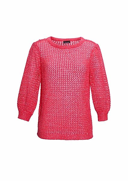 GOLDNER Rundhalspullover "Kurzgröße Femininer Pullover in Netzoptik mit Pai günstig online kaufen