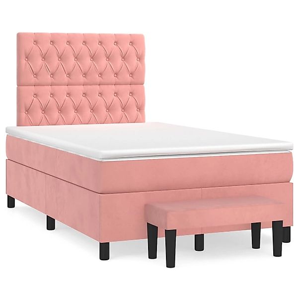vidaXL Boxspringbett mit Matratze Rosa 120x200 cm Samt1399386 günstig online kaufen