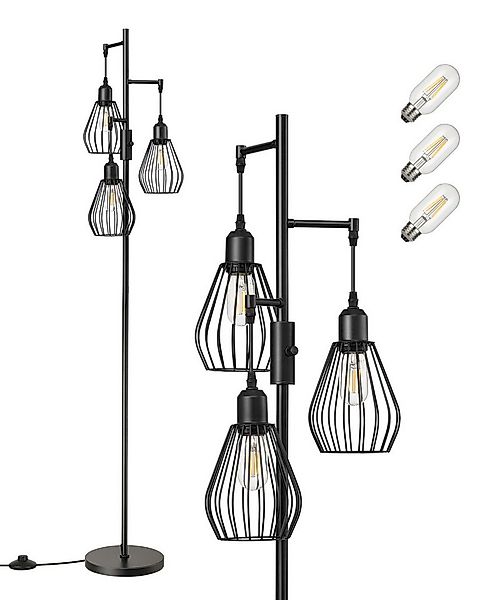 EDISHINE Stehlampe Wohnzimmer 166cm, 3-flammige Stehleuchte Dimmbar, LED we günstig online kaufen