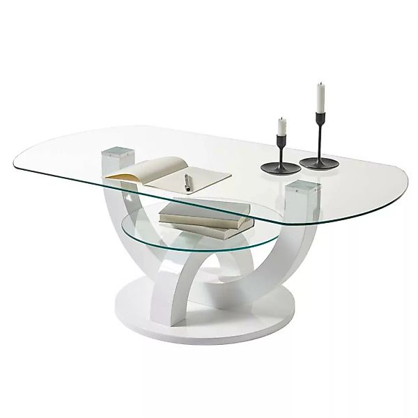 Wohnzimmer Design Tisch in Weiß ovaler Tischplatte günstig online kaufen