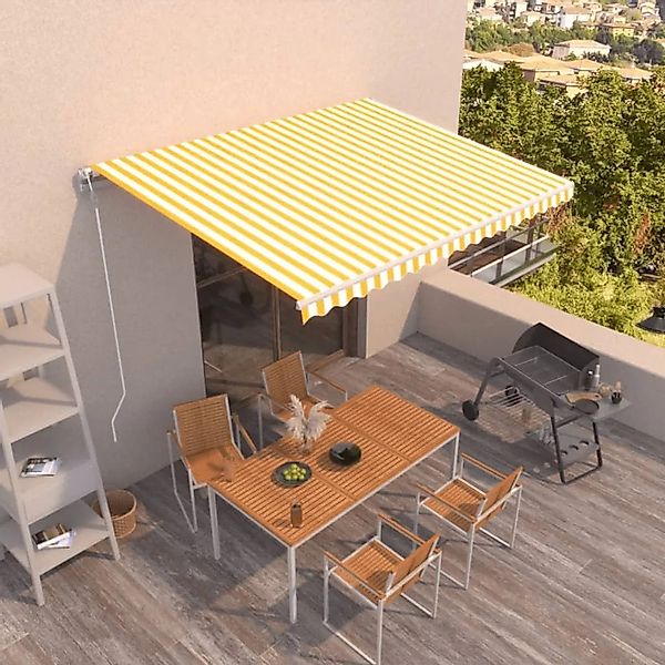 furnicato Markise Automatisch Einziehbar 400x350 cm Gelb und Weiß günstig online kaufen