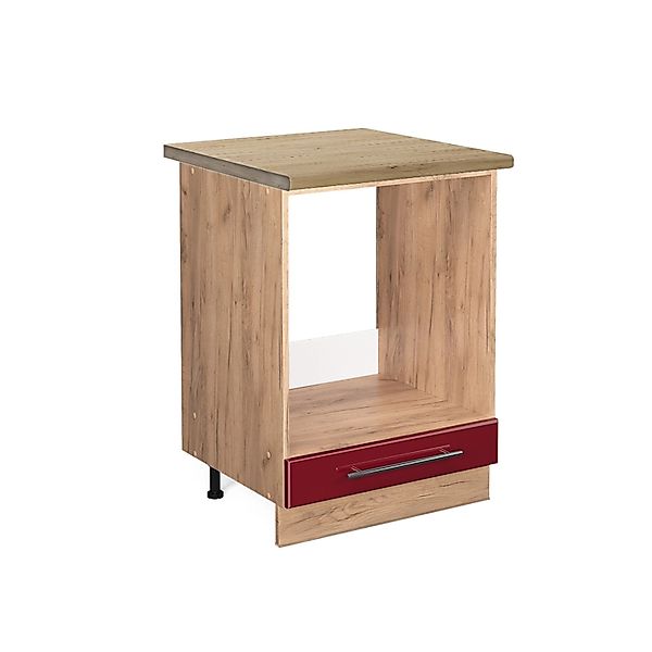 Vicco Herdumbauschrank Fame-Line Bordeaux Hochglanz/Goldkraft Eiche 60 cm A günstig online kaufen