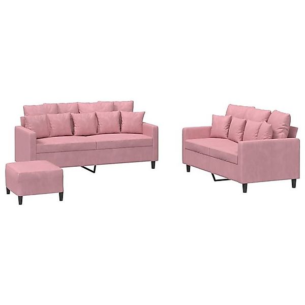 vidaXL Sofa, 3-tlg. Sofagarnitur mit Kissen Rosa Samt günstig online kaufen