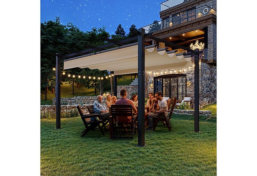 GUNJI Pergola 3x3/3x4m Winterfest, Magnetisch befestigte Aluminium-Pergola, günstig online kaufen