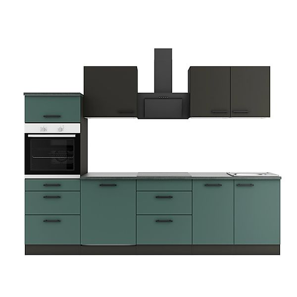OPTIFIT Madrid420/Verona405 Küchenzeile 270 cm ohne E-Geräte Anthrazit / Ro günstig online kaufen