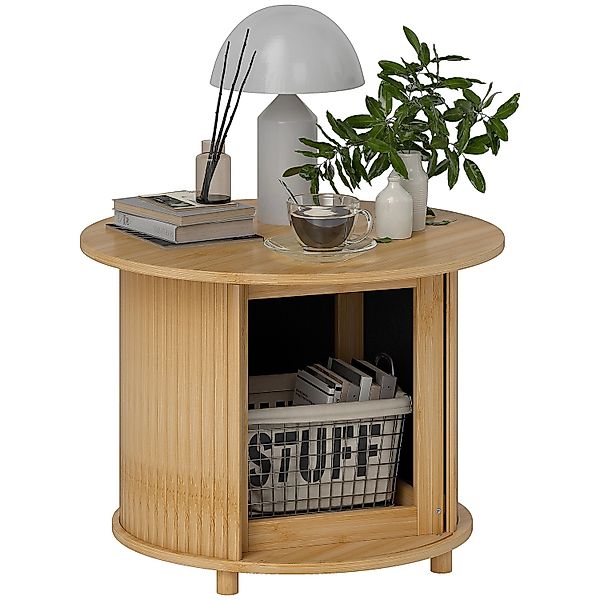 HOMCOM Couchtisch Wohnzimmertisch Bambus Naturholz 60 x 45H cm günstig online kaufen