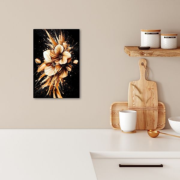 OneMillionCanvasses® Leinwandbild Blumen - Gold - günstig online kaufen