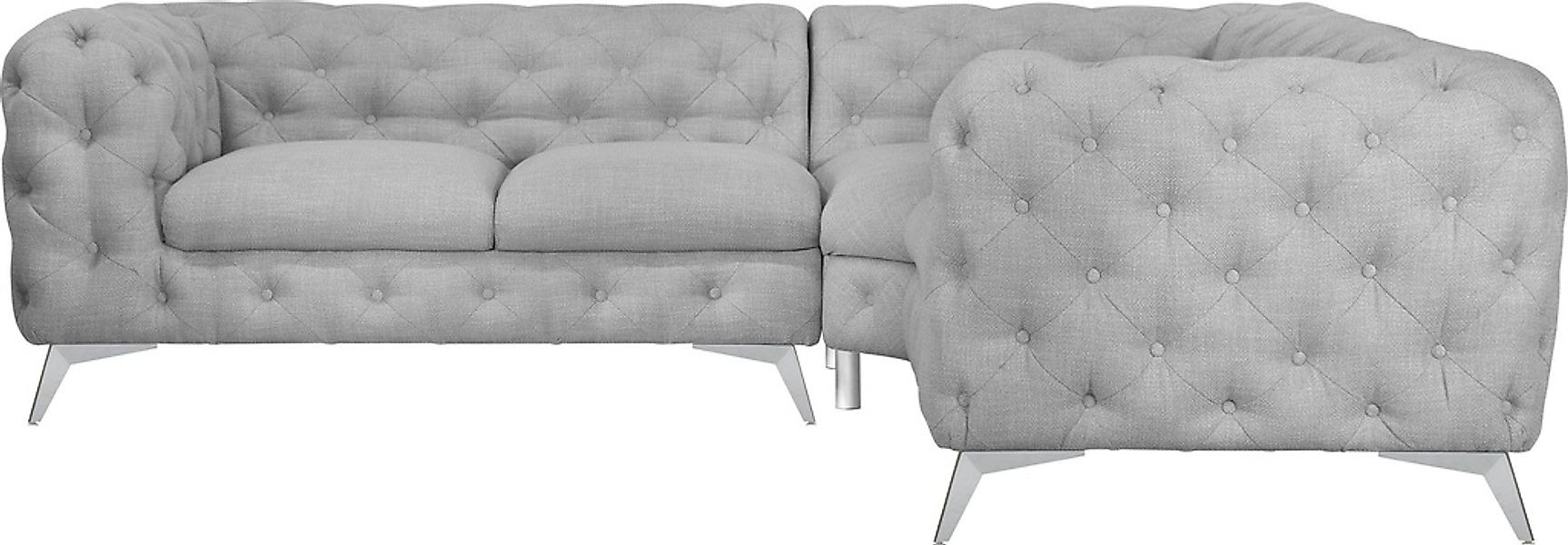 Leonique Chesterfield-Sofa "Ecksofa GLYNIS L-Form mit Wellenunterfederung, günstig online kaufen
