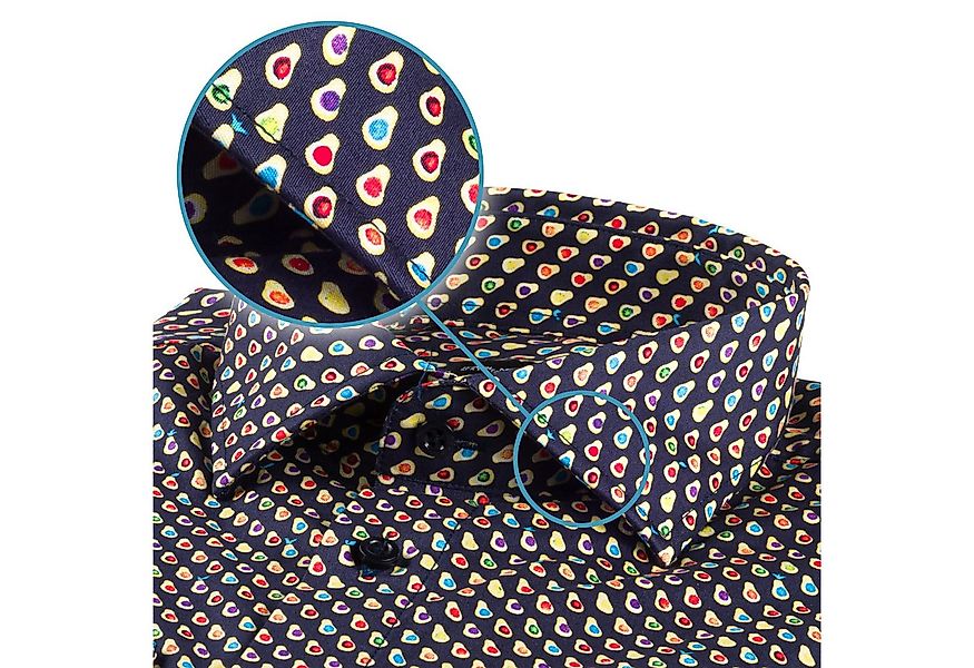 Karl Mommoo Langarmhemd KARL MOMMOO blau gemustert – Baumwolle, Regular Fit günstig online kaufen