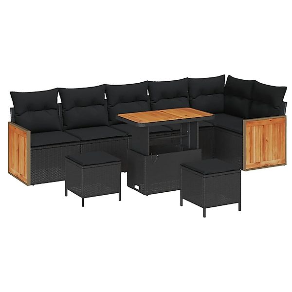 vidaXL Gartensofa-Set mit Kissen 11 Stk Schwarz Poly-Rattan 3365274 günstig online kaufen