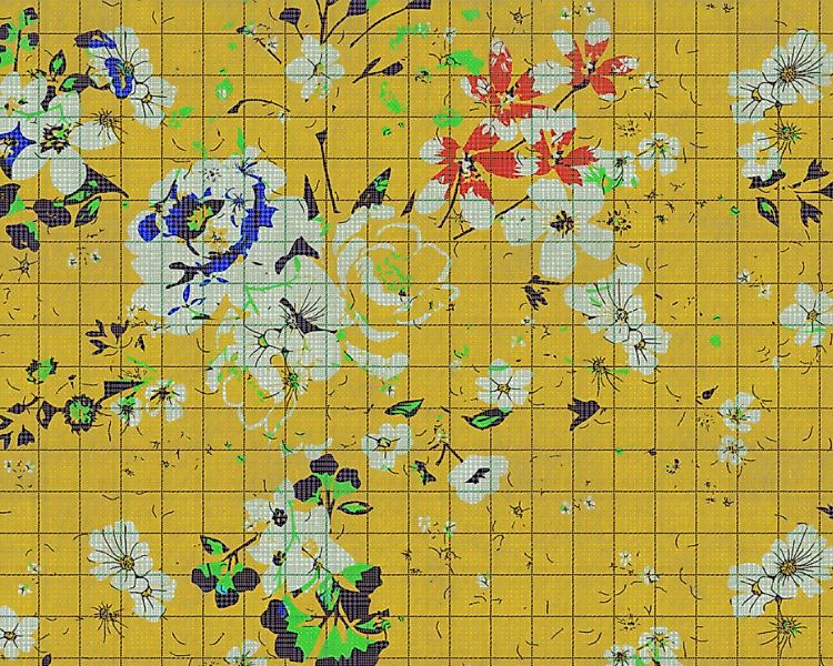 Fototapete "flower plaid 1" 4,00x2,70 m / Glattvlies Perlmutt günstig online kaufen