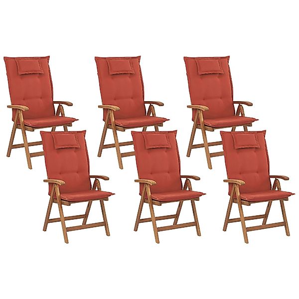 Beliani Gartenstuhl Heller Holzfarbton Rot 69x54x105 günstig online kaufen