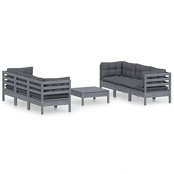 vidaXL 7-tlg Garten-Lounge-Set mit Anthrazit Kissen Kiefernholz Modell 5 günstig online kaufen