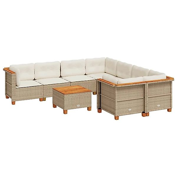 vidaXL 9-Tlg Garten-Sofagarnitur mit Kissen Beige Poly Rattan 3261775 günstig online kaufen