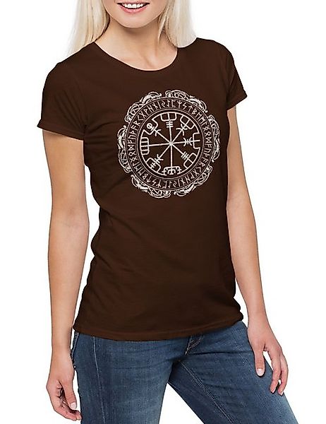 Urban Backwoods Print-Shirt Helmet of Awe Rune Pattern Damen T-Shirt Walhal günstig online kaufen