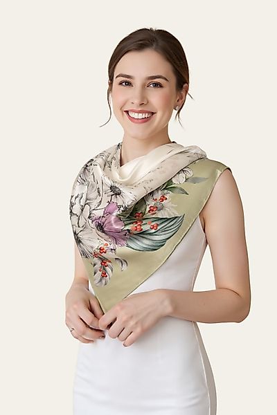 MayTree Seidentuch Premium quadratisch 86x86, Frühlingsblüte günstig online kaufen