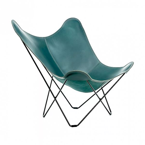 cuero - Mariposa Butterfly Chair Leder farbig - meerblau/gegerbtes Leder/Bx günstig online kaufen