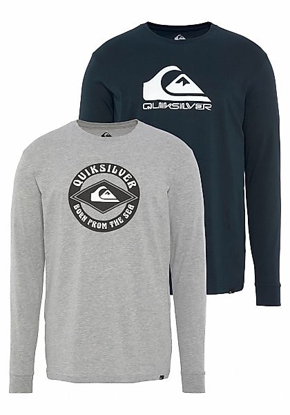 Quiksilver Langarmshirt Herren Doppelpack mit Logodruck günstig online kaufen