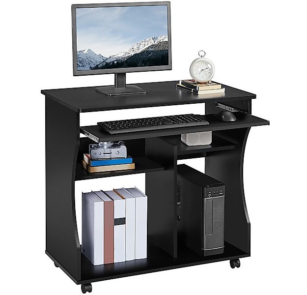 Yaheetech Schreibtisch Computertisch auf Rollen, Arbeitstisch mit Tastatura günstig online kaufen