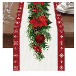 Coonoor Tischläufer Roter Leinen-Weihnachtstischläufer 230 x günstig online kaufen