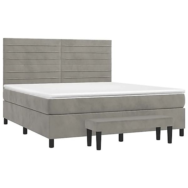 vidaXL Boxspringbett mit Matratze Hellgrau 160x200 cm Samt 3137911 günstig online kaufen