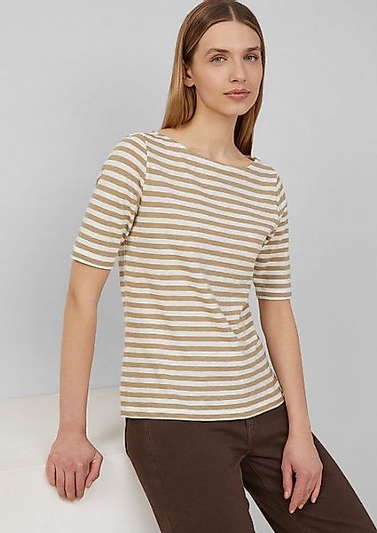 s.Oliver Kurzarmshirt Gestreiftes T-Shirt im Slim Fit mit Flammgarnstruktur günstig online kaufen