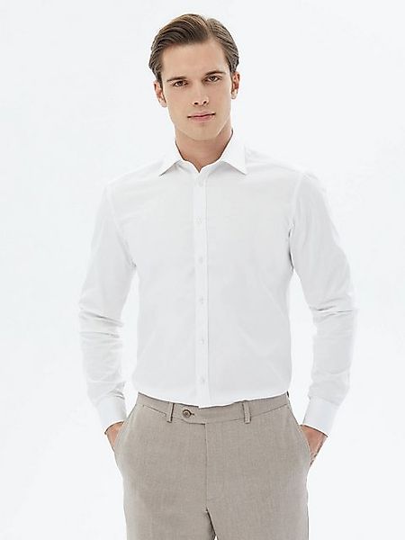 KİP Langarmhemd Weiße Slim Fit Gewebte Klassische %100 Baumwolle Hemd günstig online kaufen