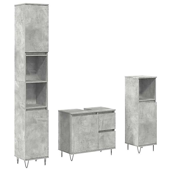 vidaXL 3-Tlg Badmöbel-Set Betongrau Holzwerkstoff 3324956 günstig online kaufen