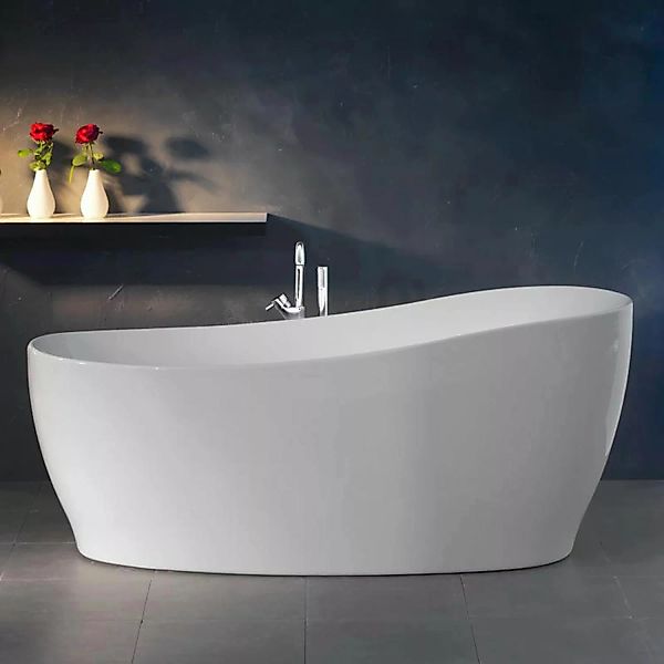 Freistehende Badewanne Aviva 180 cm x 85 cm Weiß günstig online kaufen