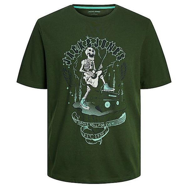 Jack & Jones Rundhalsshirt Große Größen Herren T-Shirt dunkelgrün Skullprin günstig online kaufen