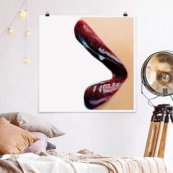 Poster - Quadrat Kiss My Lips! günstig online kaufen