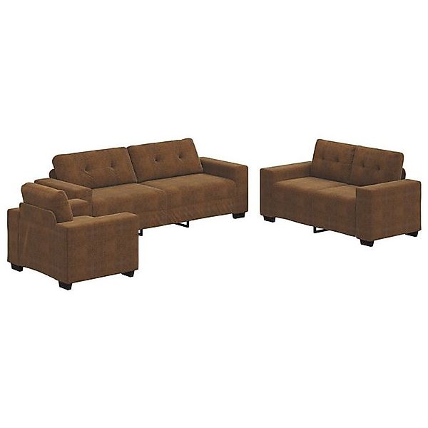 vidaXL Sofa 3-teiliges Sofaset mit Kissen, braunes Kunstleder, 3 Teile günstig online kaufen
